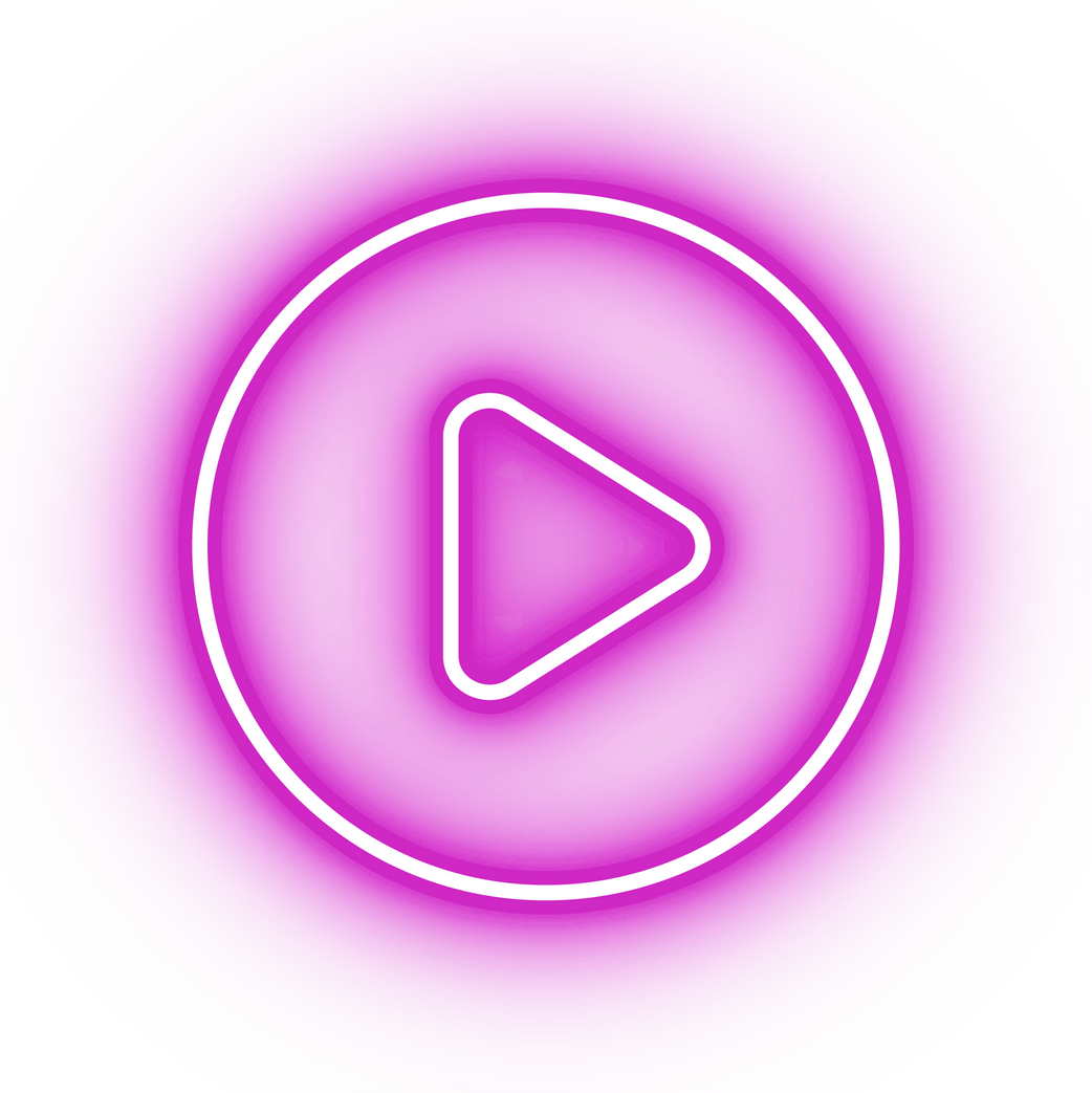 Neon pink play button icon